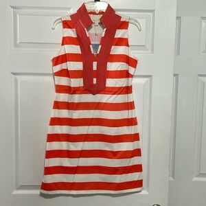 NWT women’s size small Sail to Sable orange stripe shift dress